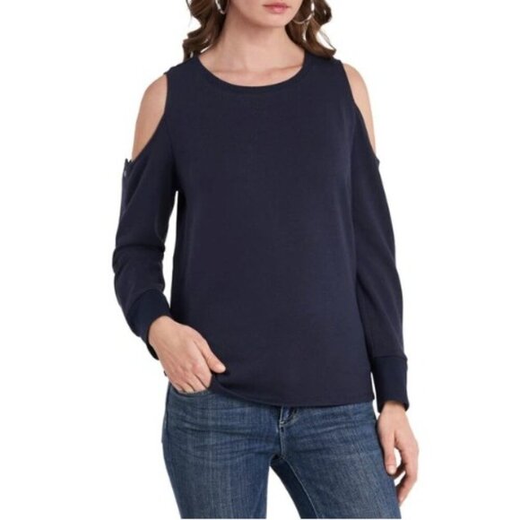 NWT VINCE CAMUTO Cold-shoulder Snap-sleeve Top - Picture 1 of 8